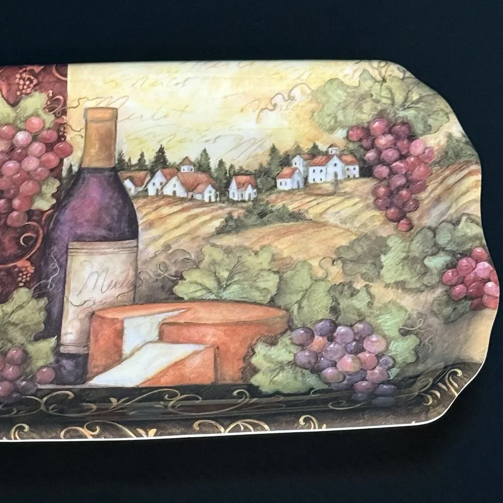 Keller Charles of Philadelphia Tuscan Wine Vineyard Serving Tray - Grapes & Wine